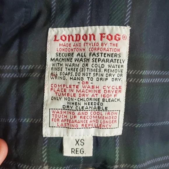 London Fog Womens Jacket Coat Multicolor Navy Plaid Snap Mock Neck Pockets Sz 0X - Picture 10 of 11
